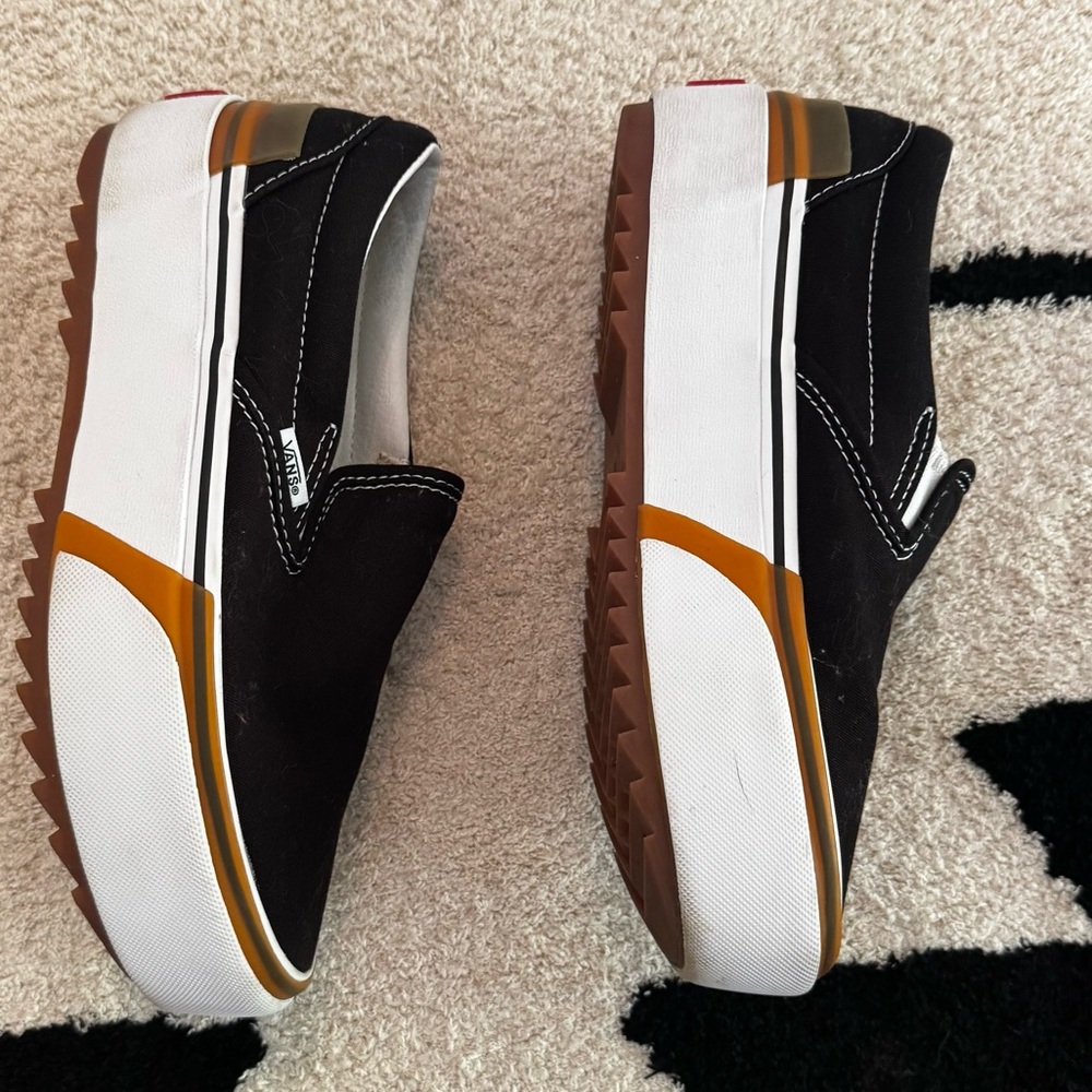 Vans stacked Black and White Sneakers with Brown Accents - Picture 7 of 13